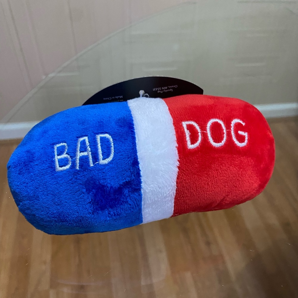 - Brand New Spunky Pup Dog Toy With Squeaker Pill 6.5”